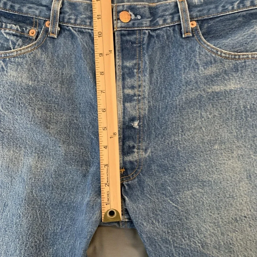 Vintage Levis 501XX Jeans Mens 38x34 Blue Wash Straight Distressed Denim 90s